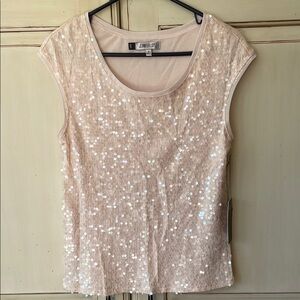 Sequin Embellished Light Pink Blouse